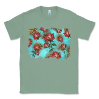 Sage red roses with leopard background Classic Tee - LillyAllenDesigns