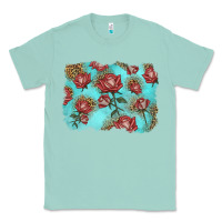 Seafoam red roses with leopard background Classic Tee - LillyAllenDesigns