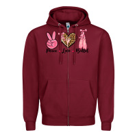 Burgundy peace love ballet Zipper Hoodie - NancyCooperArtShop