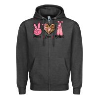 Charcoal Heather peace love ballet Zipper Hoodie - NancyCooperArtShop