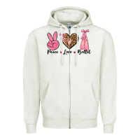Oatmeal Heather peace love ballet Zipper Hoodie - NancyCooperArtShop