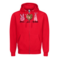 Red peace love ballet Zipper Hoodie - NancyCooperArtShop