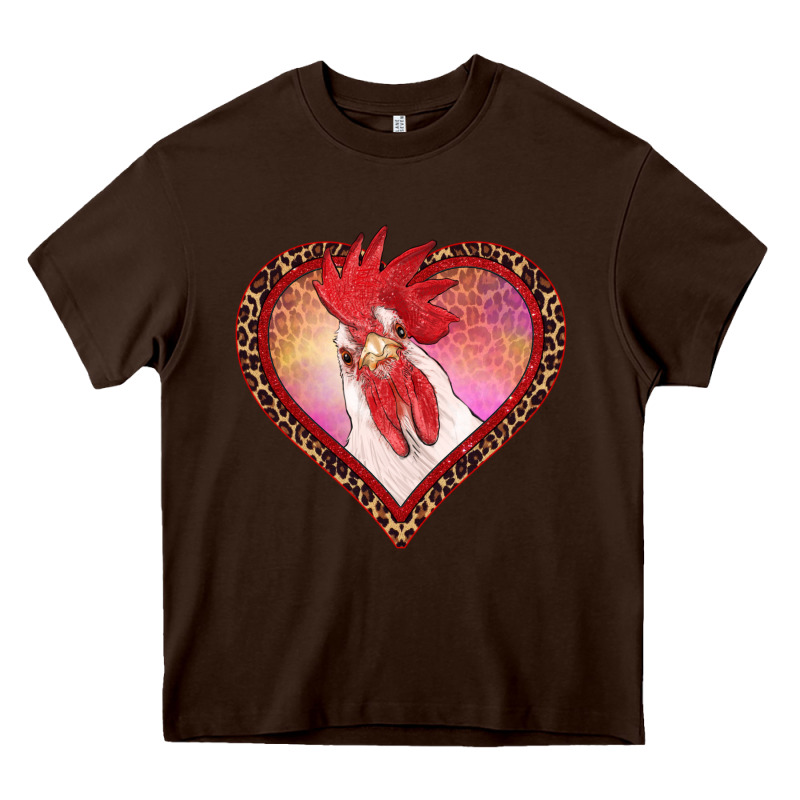 Valentine's Day Rooster With Leopard Heart Heavy Core Tee by RanaPortraitStore | Teevron