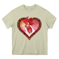 Mossy valentine's day rooster with leopard heart Heavy Core Tee - RanaPortraitStore
