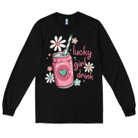Black lucky girl drink Long Sleeve Tee - MaliasSmallBusiness