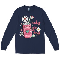 Navy lucky girl drink Long Sleeve Tee - MaliasSmallBusiness