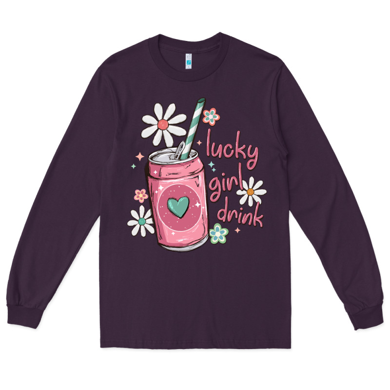 Lucky Girl Drink Long Sleeve Tee by MaliasSmallBusiness | Teevron
