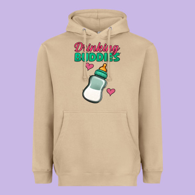 Drinking Buddies Baby Bottle Heavyweight Hoodie Designed By Jasminsmagicworld