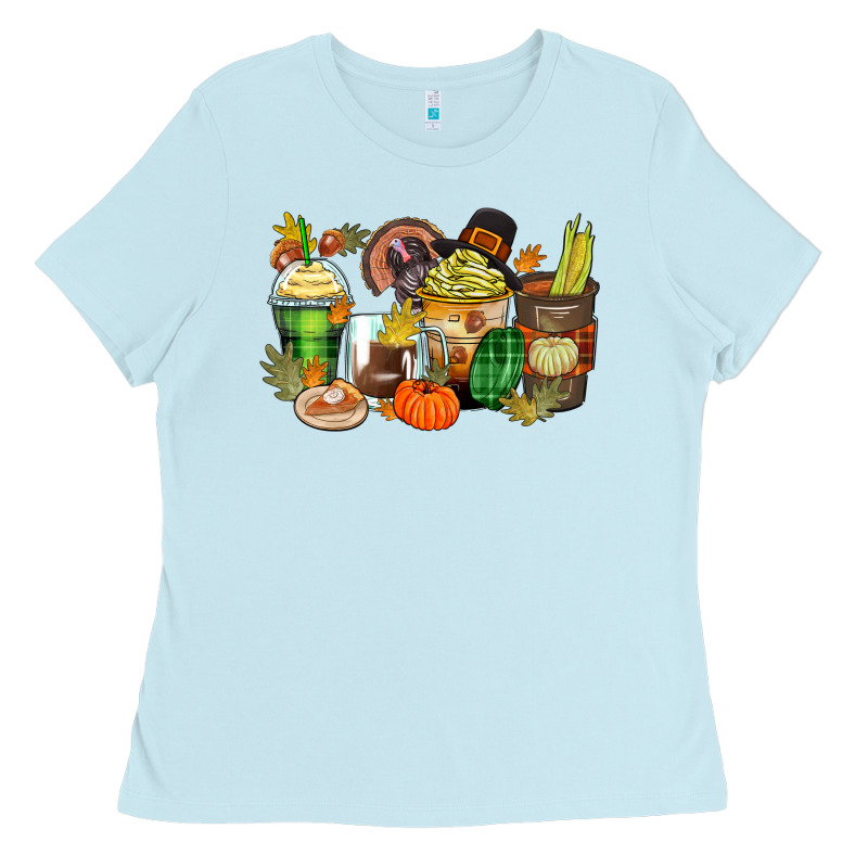 Thanksgiving Coffee Cups Ladies Tee by Zillion Design Studio | Teevron