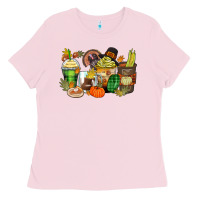 Bubblegum Pink thanksgiving coffee cups Ladies Tee - Zillion Design Studio