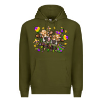 Army Green Mardi Gras heifers Premium Hoodie - NancyCooperArtShop