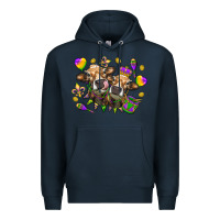 Navy Mardi Gras heifers Premium Hoodie - NancyCooperArtShop