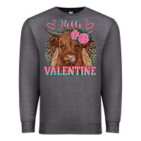 Charcoal Heather hello valentine highland cow Premium Sweatshirt - RanaPortraitStore