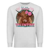 Dove Grey hello valentine highland cow Premium Sweatshirt - RanaPortraitStore