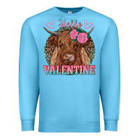 Ocean Blue hello valentine highland cow Premium Sweatshirt - RanaPortraitStore