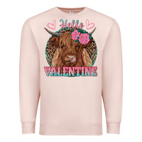 Pale Pink hello valentine highland cow Premium Sweatshirt - RanaPortraitStore