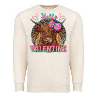 Sandshell hello valentine highland cow Premium Sweatshirt - RanaPortraitStore