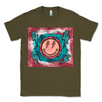 Army Green western lightning bolt smiling face turquoise Classic Tee - BarkalooDesign