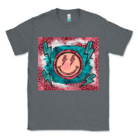 Charcoal Heather western lightning bolt smiling face turquoise Classic Tee - BarkalooDesign