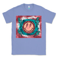 Colony Blue western lightning bolt smiling face turquoise Classic Tee - BarkalooDesign