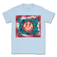 Dusty Blue western lightning bolt smiling face turquoise Classic Tee - BarkalooDesign