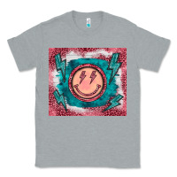 Heather Grey western lightning bolt smiling face turquoise Classic Tee - BarkalooDesign