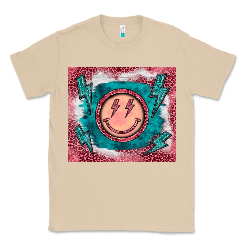Western Lightning Bolt Smiling Face Turquoise Classic Tee by BarkalooDesign | Teevron