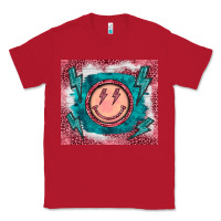 Red western lightning bolt smiling face turquoise Classic Tee - BarkalooDesign