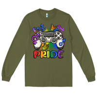 Army Green gaymer pride Long Sleeve Tee - MaliasSmallBusiness