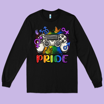 Gaymer Pride Long Sleeve Tee Designed By Maliassmallbusiness