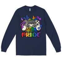 Navy gaymer pride Long Sleeve Tee - MaliasSmallBusiness