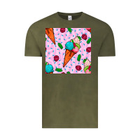 Vintage Olive ice cream seamless pattern Vintage Tee - BundleAndBundleShop
