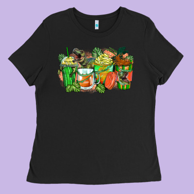 T Rex Coffee Cups Ladies Tee Designed By Zillion Design Studio