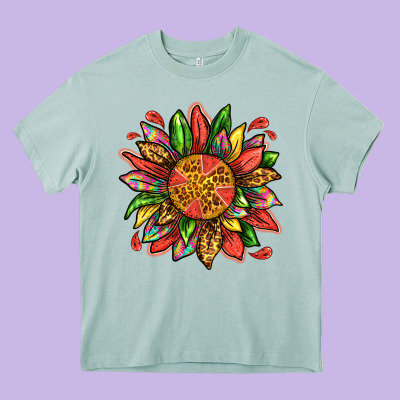 Watermelon Sunflower Heavy Core Tee Designed By Texasbilliewilder