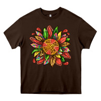 Chocolate Brown watermelon sunflower Heavy Core Tee - texasbilliewilder