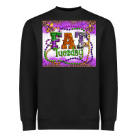 Black fat tuesday fleur de lis and mardi gras beads Heavyweight Sweatshirt - Artiststas