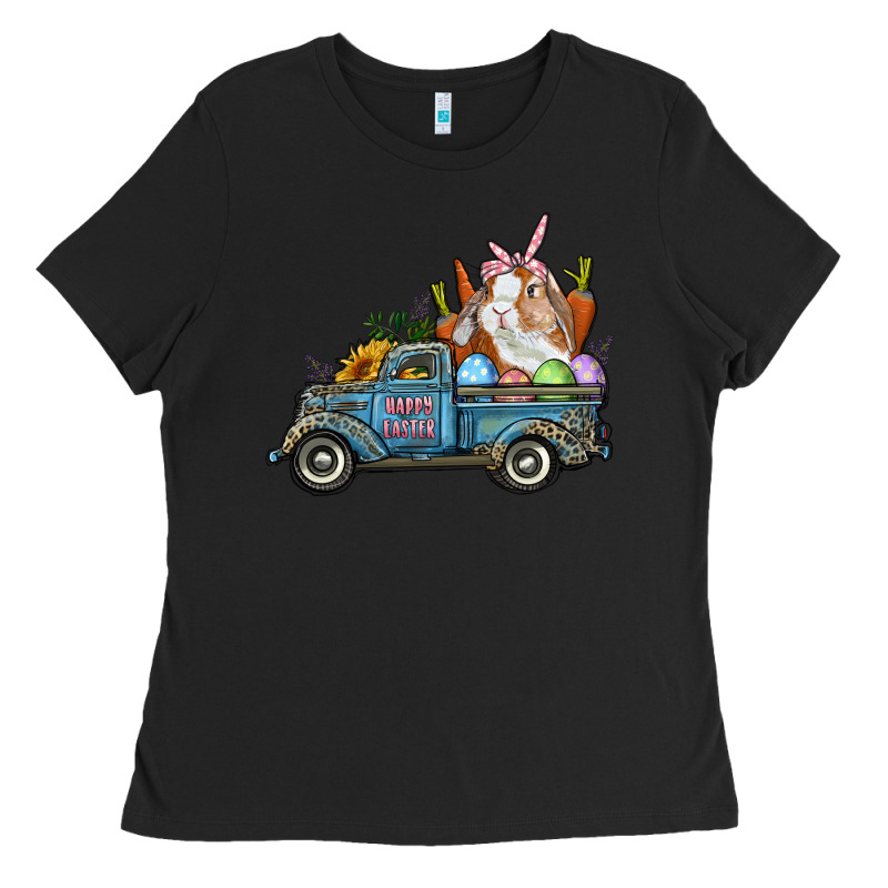 Happy Easter Truck With Bunny Eggs And Carrot Ladies Tee by RanaPortraitStore | Teevron