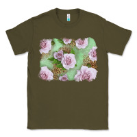 Army Green pink roses with leopard background Classic Tee - LillyAllenDesigns