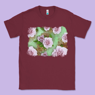 Pink Roses With Leopard Background Classic Tee Designed By Lillyallendesigns