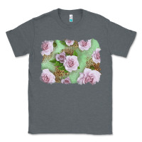 Charcoal Heather pink roses with leopard background Classic Tee - LillyAllenDesigns