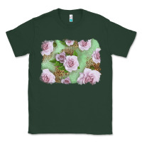 Sports Green pink roses with leopard background Classic Tee - LillyAllenDesigns