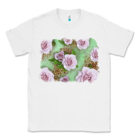 White pink roses with leopard background Classic Tee - LillyAllenDesigns