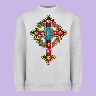 Christmas Cross Heavyweight Sweatshirt Designed By Adodesignshop