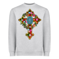 Heather Grey christmas cross Heavyweight Sweatshirt - AdoDesignShop