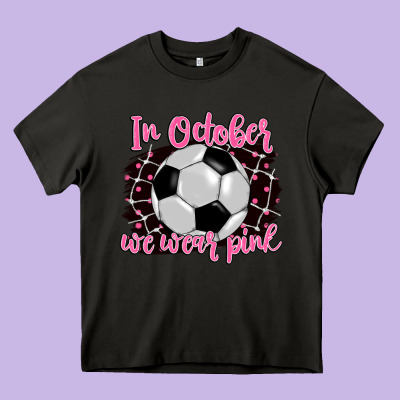 In October We Wear Pink Soccer Heavy Core Tee Designed By Barkaloodesign