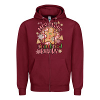 Burgundy mrs claus gingerbread bakery Zipper Hoodie - MaliasSmallBusiness