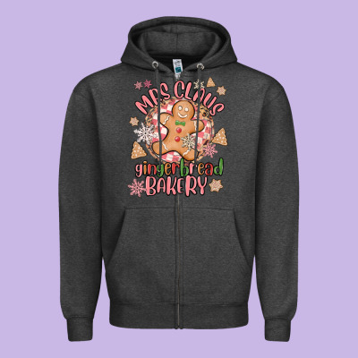 Mrs Claus Gingerbread Bakery Zipper Hoodie Designed By Maliassmallbusiness