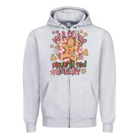 Heather Grey mrs claus gingerbread bakery Zipper Hoodie - MaliasSmallBusiness