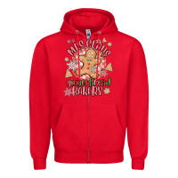 Red mrs claus gingerbread bakery Zipper Hoodie - MaliasSmallBusiness