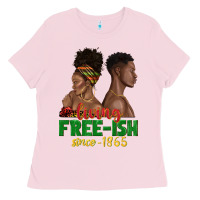 Bubblegum Pink living free ish since 1865 with afro black woman a Ladies Tee - texasbilliewilder